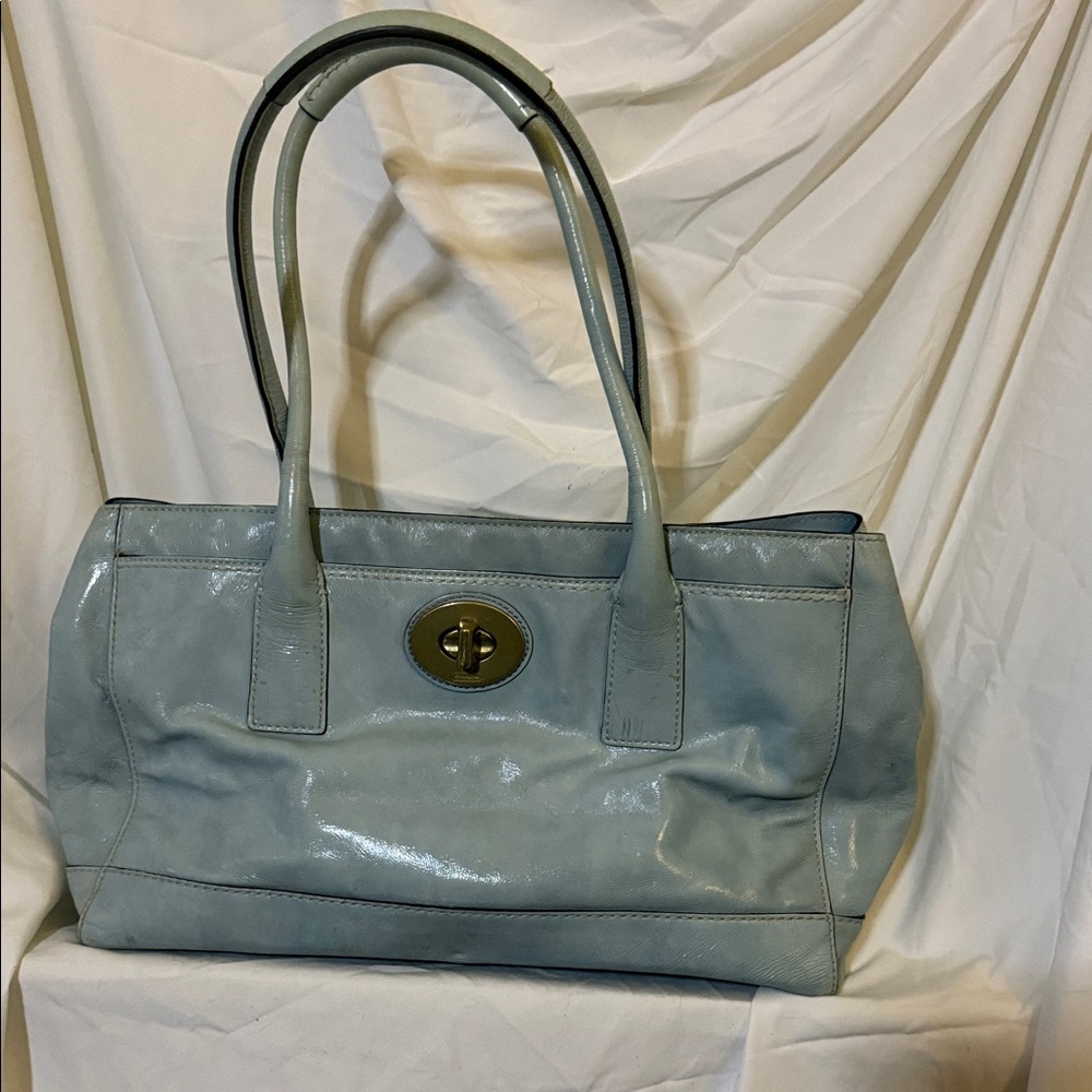 Coach Light Blue Patient Leather Shoulder Bag